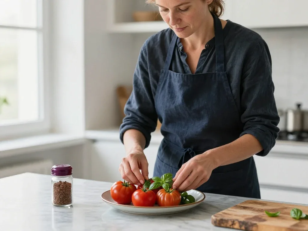 Plat de saison préparé avec soin, illustrant la maîtrise des détails et des produits.